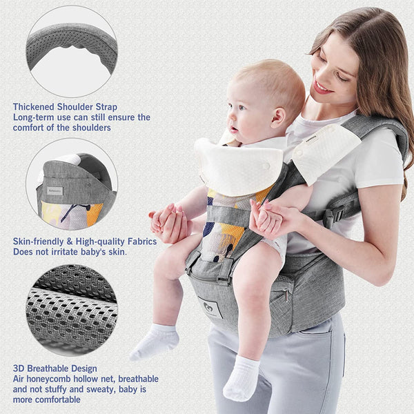 Baby Carrier Hip Seat - Grey